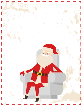 Santa Claus Sitting Cosy Armchair  Illustration