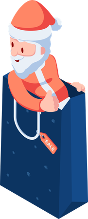 Santa Claus sitting in shopping bag  Illustration