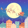 illustrations for reindeers flying