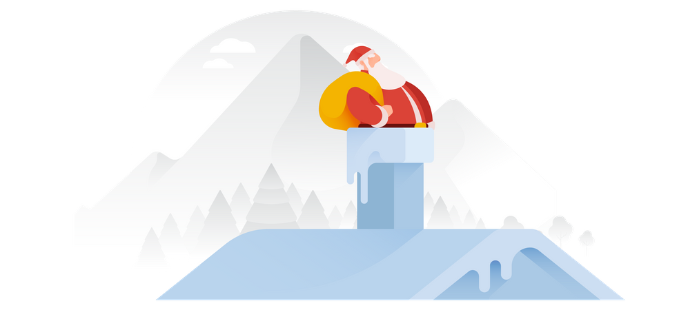 Santa Claus Sliding Down The Chimney  Illustration