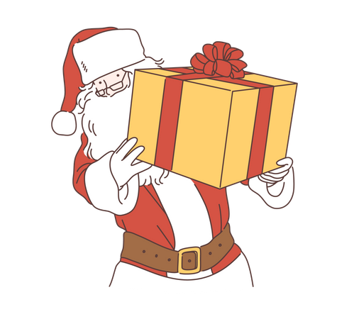 Santa claus con caja de regalo  Ilustración