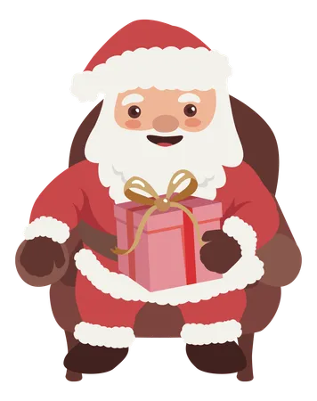 Santa claus con regalo de navidad  Ilustración