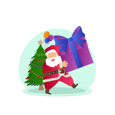 Santa claus con regalo de navidad  Ilustración