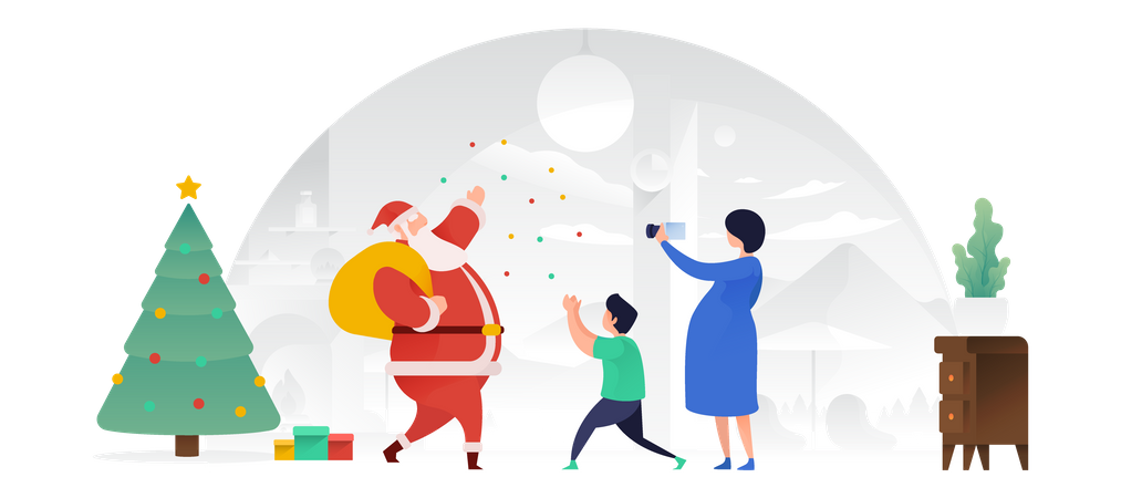 Santa Claus Spreading Joy  Illustration