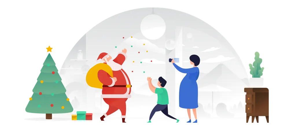 Santa Claus Spreading Joy  Illustration