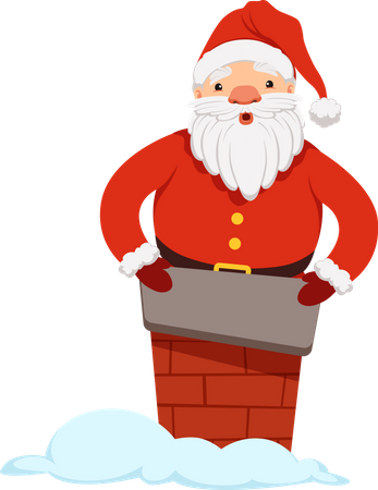 Santa claus standing under chimney  Illustration