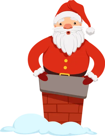 Santa claus standing under chimney  Illustration