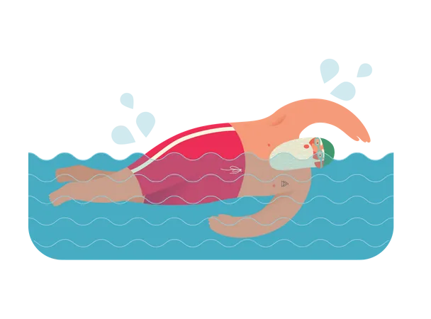 Santa Claus swimming  Illustration