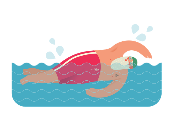 Santa Claus swimming  Illustration