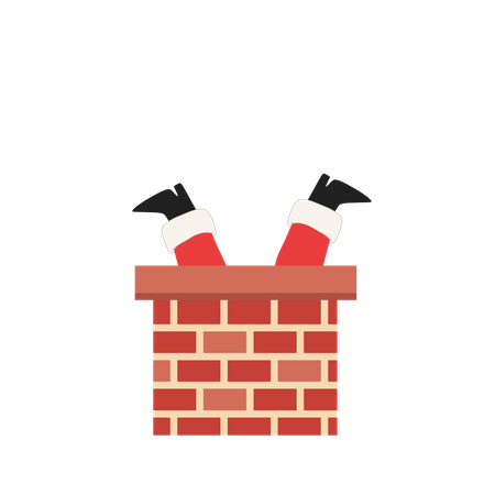 Santa claus trying to get in chimney  Illustration