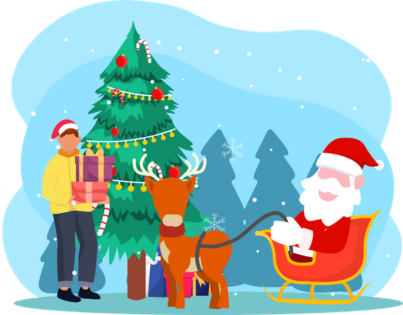 Santa Claus visiting kids  Illustration