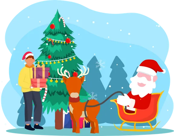 Santa Claus visiting kids  Illustration