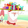 illustrations of santa claus wearing swim suit