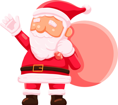 Santa Claus with bag of gifts  Illustration