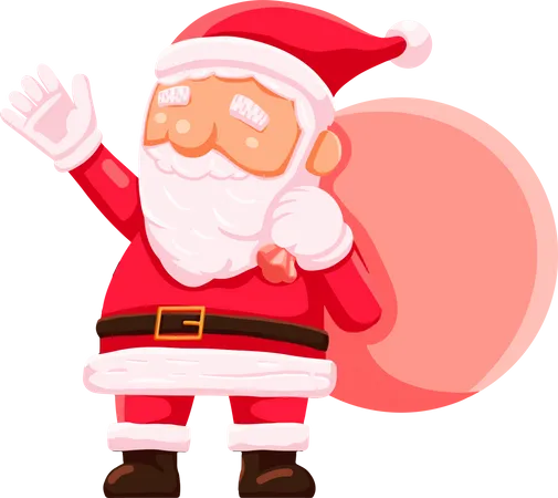 Santa Claus with bag of gifts  Illustration