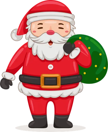 Santa Claus with christmas gift  Illustration