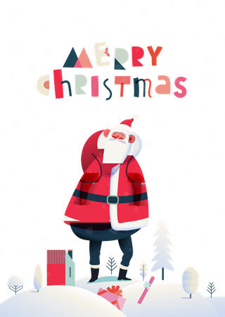 Santa Claus with Christmas gifts  Illustration