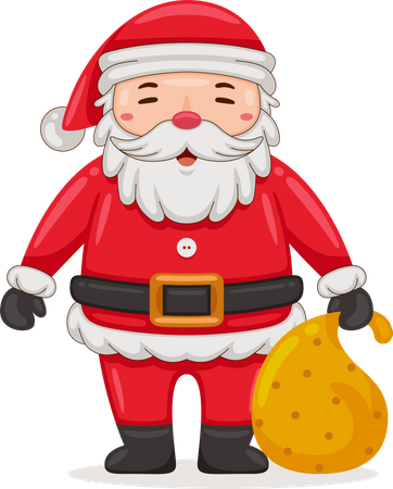 Santa Claus with christmas present  Illustration
