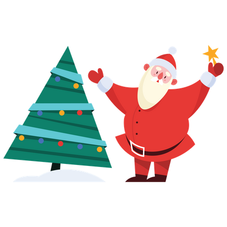 Santa claus with christmas tree  Illustration