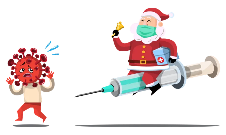 Santa Claus with coronavirus vaccine Illustration