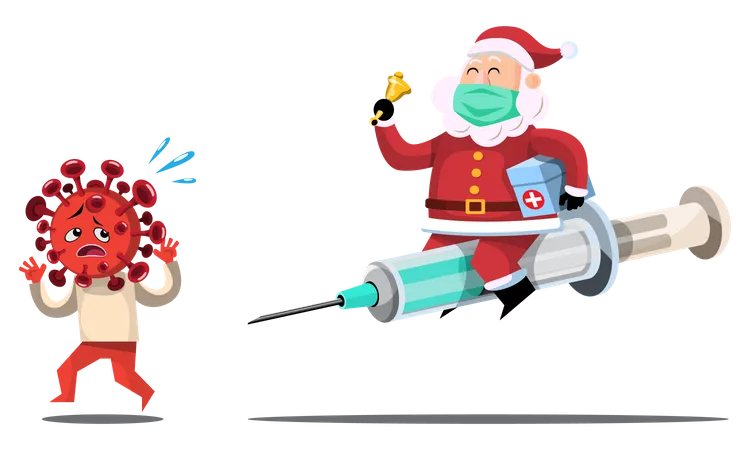 Santa Claus with coronavirus vaccine  Illustration