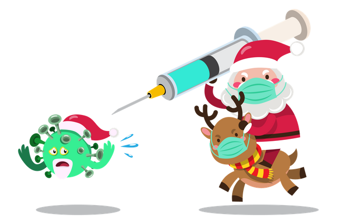 Santa Claus with coronavirus vaccine  Illustration