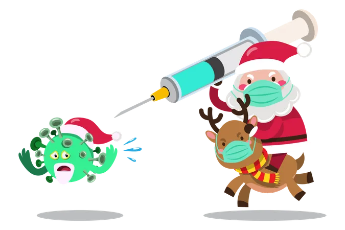 Santa Claus with coronavirus vaccine  Illustration