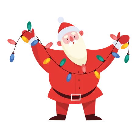 Santa claus with decoration light  Illustration