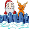 santa claus with deer illustration