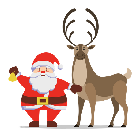 Santa Claus with deer  Illustration