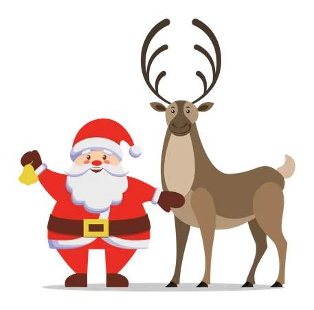 Santa Claus with deer  Illustration