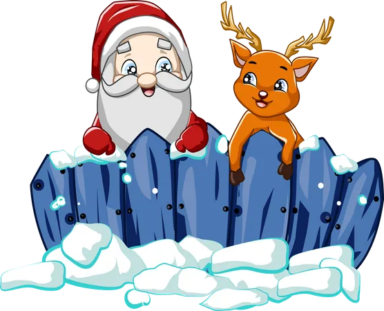 Santa Claus with deer  Illustration