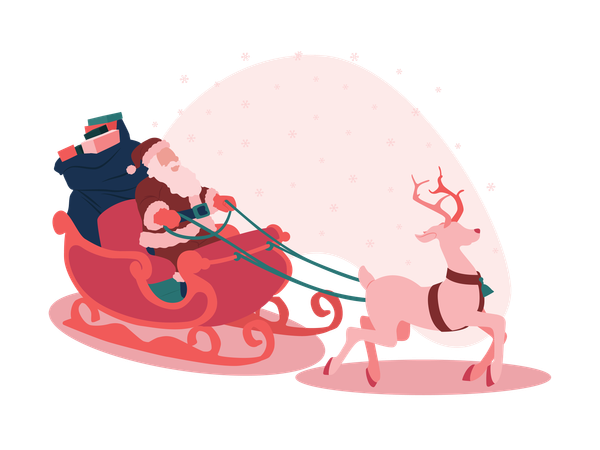 Santa claus with deer on christmas  Illustration