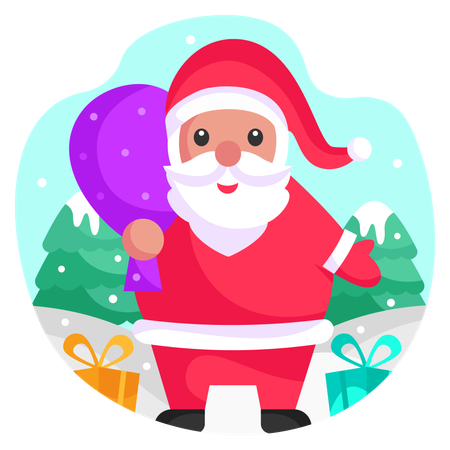 Santa Claus with gift bag  Illustration
