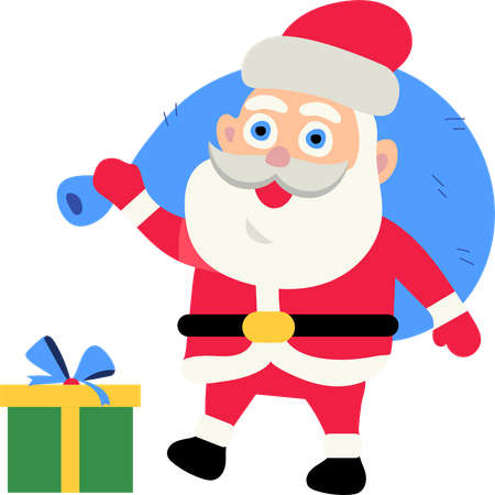 Santa Claus with gift bag  Illustration