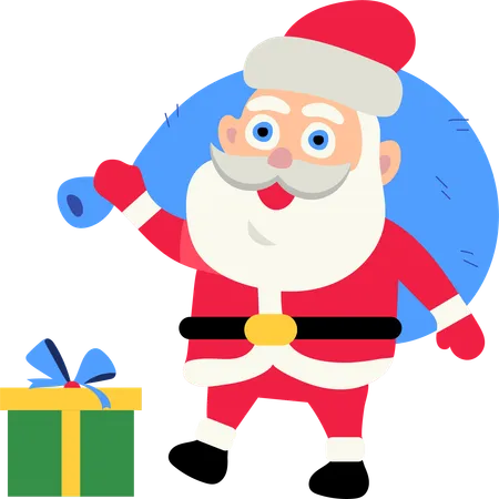 Santa Claus with gift bag  Illustration