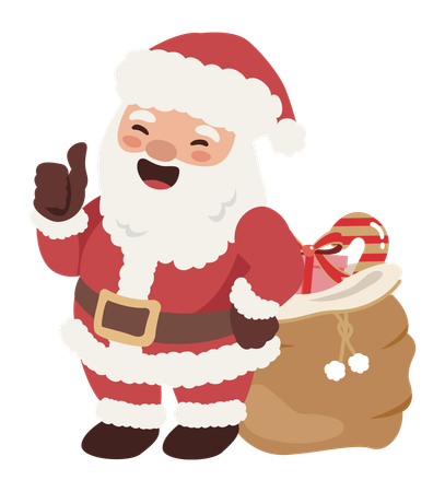 Santa Claus with gift bag  Illustration