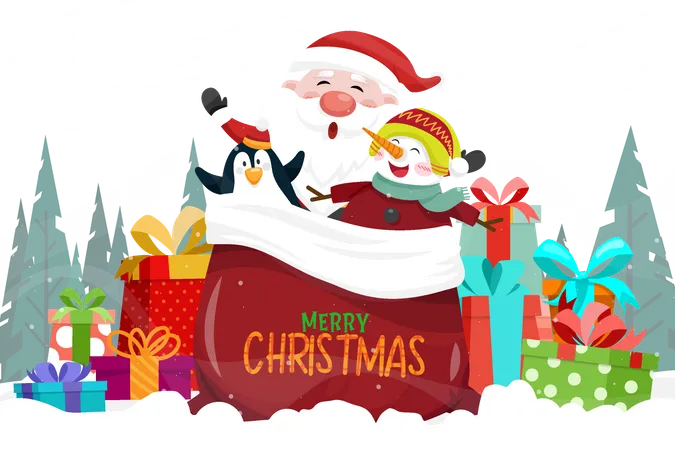 Santa claus with Gift box  Illustration