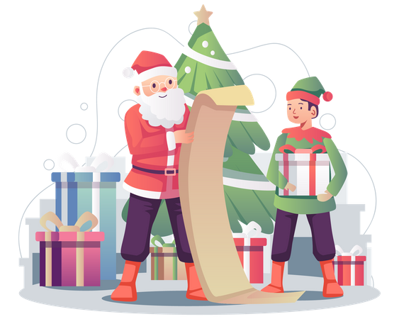 Santa Claus with gift list Illustration
