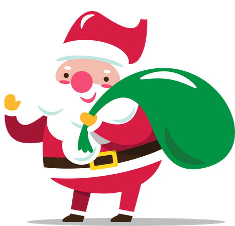 Santa Claus with gift sack  イラスト