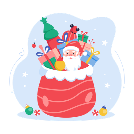 Santa Claus with gift sack  Illustration