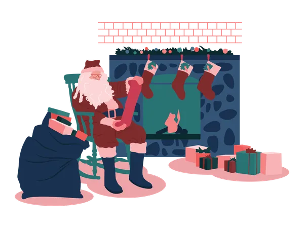 Santa claus with gifts  Illustration