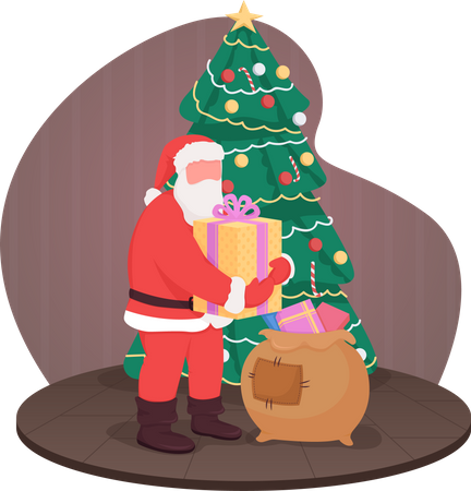 Santa claus with gifts Illustration