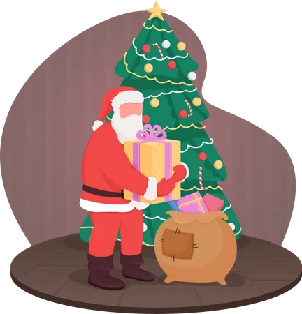 Santa claus with gifts  Illustration