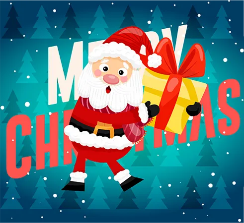 Santa Claus with Gifts  Illustration