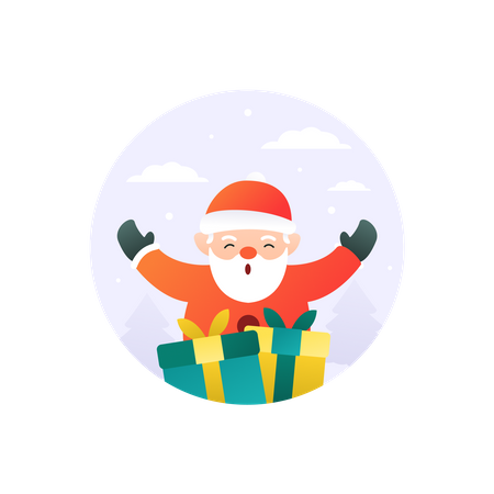 Santa Claus with gifts  Illustration