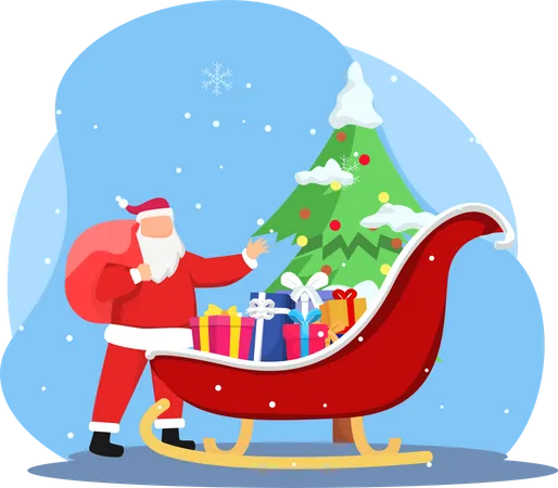 Santa Claus with gifts  Illustration