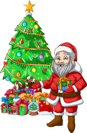 Santa Claus with gifts  Illustration