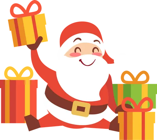 Santa claus with gifts on christmas Illustration