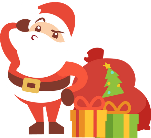 Santa claus with gifts on christmas holiday  Illustration